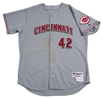 2012 Joey Votto Game Used Cincinnati Reds Road Jersey From Jackie Robinson Day (MLB Authenticated)